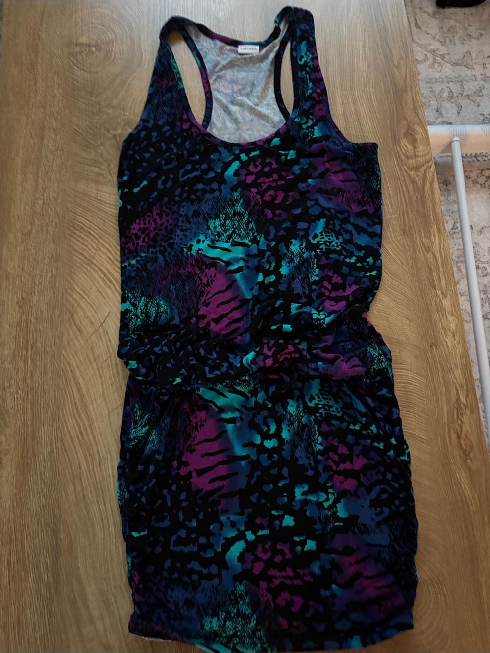 Lascana woman’s Racerback One-Piece in Teal & Purple Animal Print